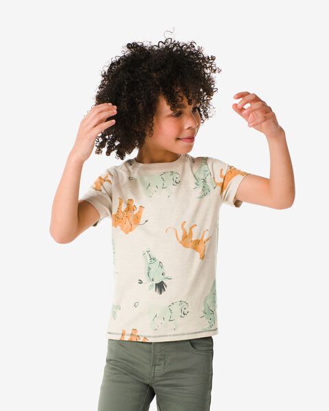 Excursie groot Octrooi kinder t-shirt met dieren beige - HEMA