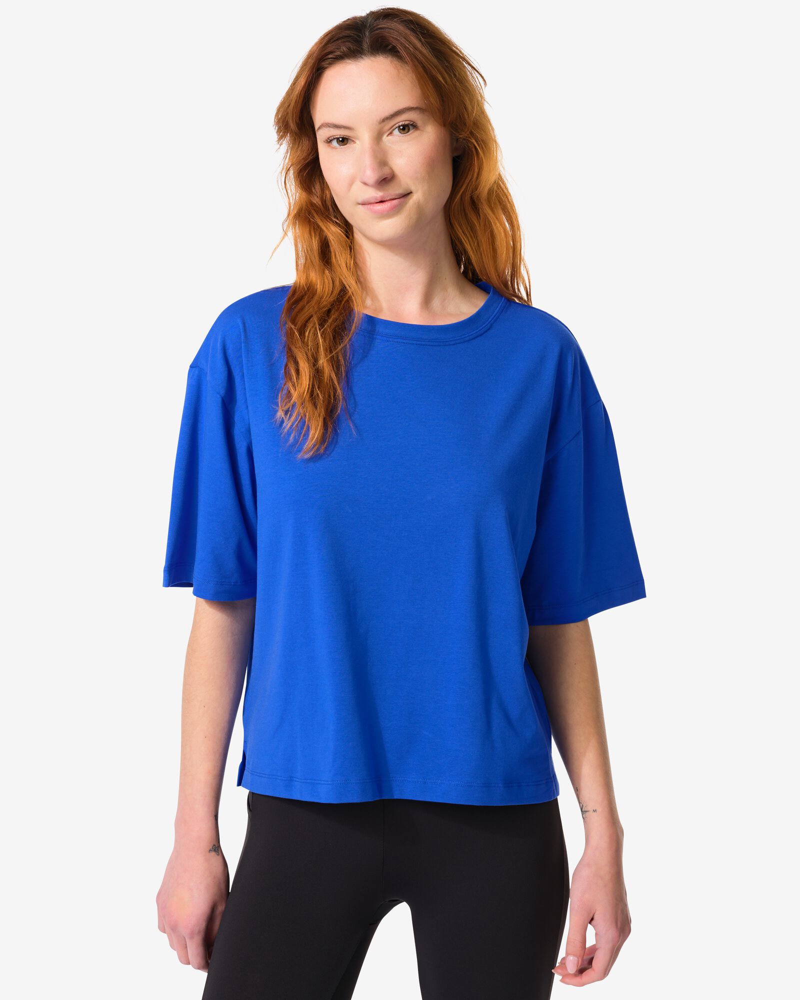 dames T-shirt oversized felblauw felblauw - 36010314BRIGHTBLUE - HEMA