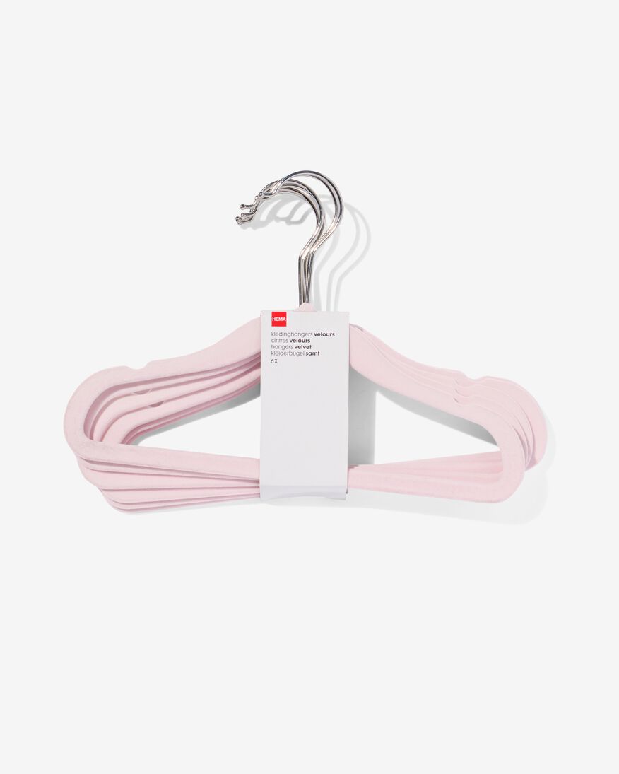 kledinghanger klein velours roze - 6 stuks - 39800015 - HEMA