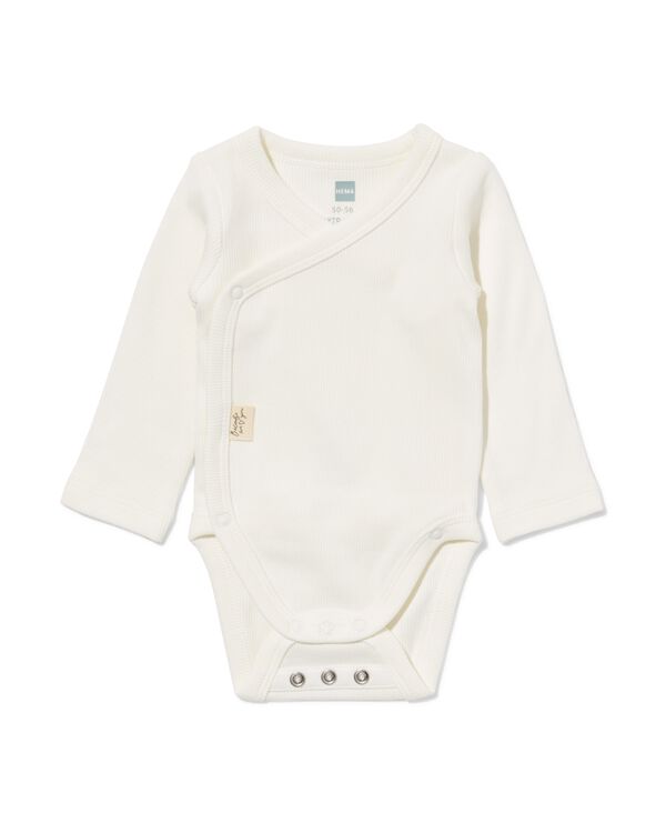 newborn meegroei overslagromper LENZING™ ECOVERO™ rib  wit wit - 33430520WHITE - HEMA