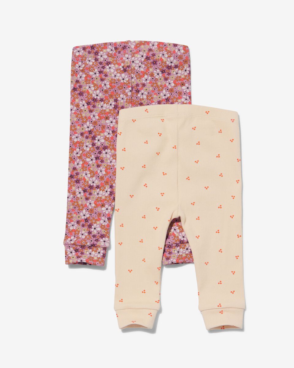 baby leggings rib bloemen - 2 stuks roze roze - 1000032025 - HEMA