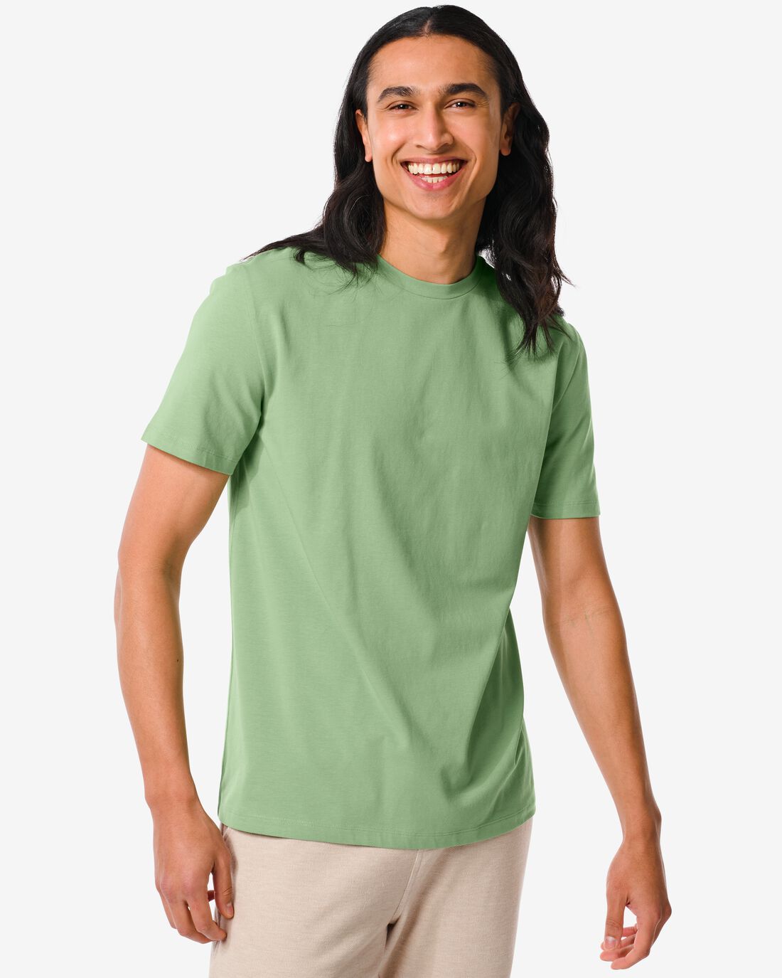 HEMA Heren T-shirt Regular Fit O-hals Groen (groen)
