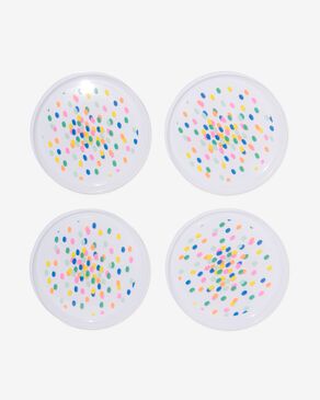 Duwen Pijl Kelder plastic borden herbruikbaar - Ø22.5 cm - confetti - 4 stuks - HEMA