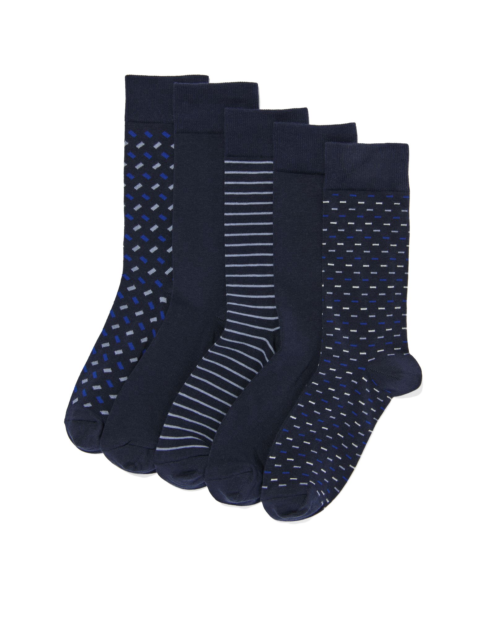 Image of HEMA Heren Sokken Met Katoen Grafisch - 5 Paar Donkerblauw (donkerblauw)