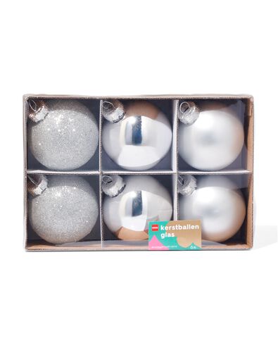 kerstballen glas zilver Ø7 cm - 6 stuks - 25103160 - HEMA