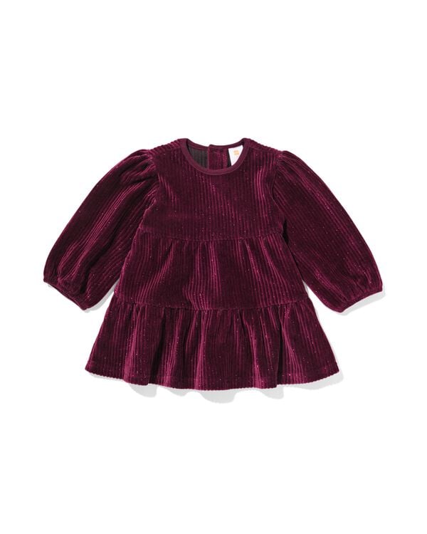 babyjurk rib glitter  donkerrood donkerrood - 33050270DARKRED - HEMA