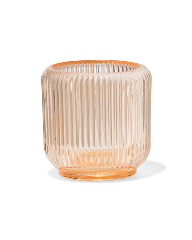 theelichthouder M glas ribbel oranje - 13324185 - HEMA