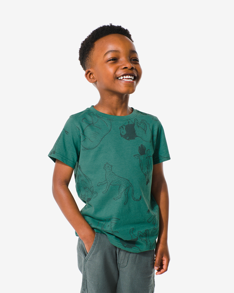 kinder t-shirts strepen/savanne - 2 stuks groen groen - 1000030919 - HEMA