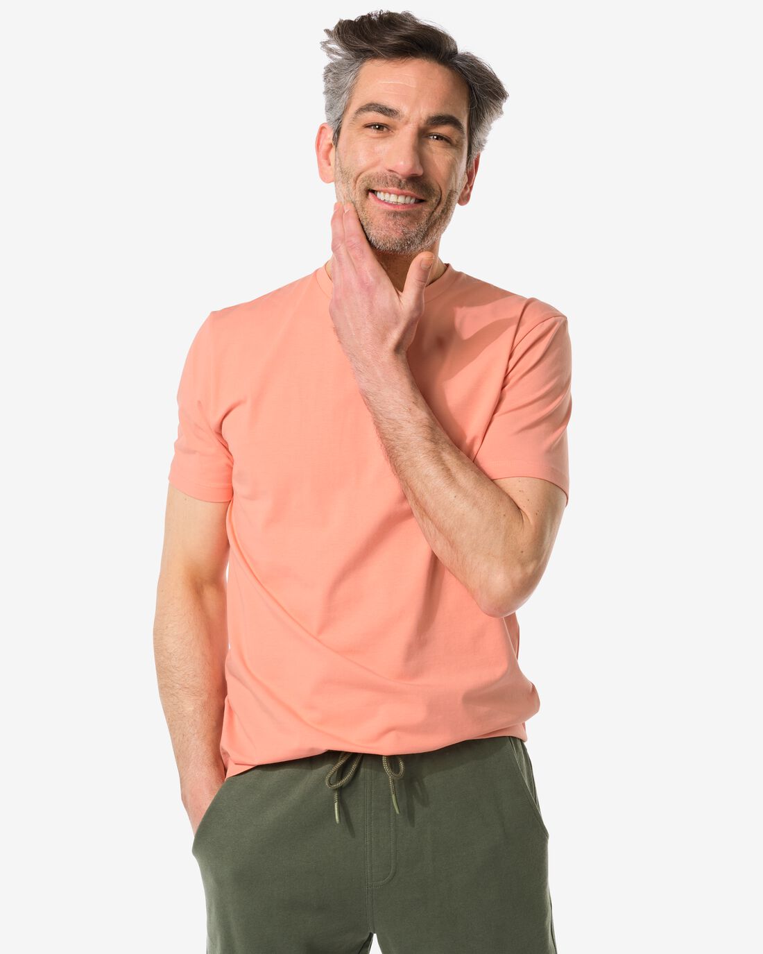 HEMA Heren T-shirt Met Stretch Roze (roze)