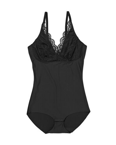 medium corrigerende damesbody met kant zwart zwart - 21550055BLACK - HEMA