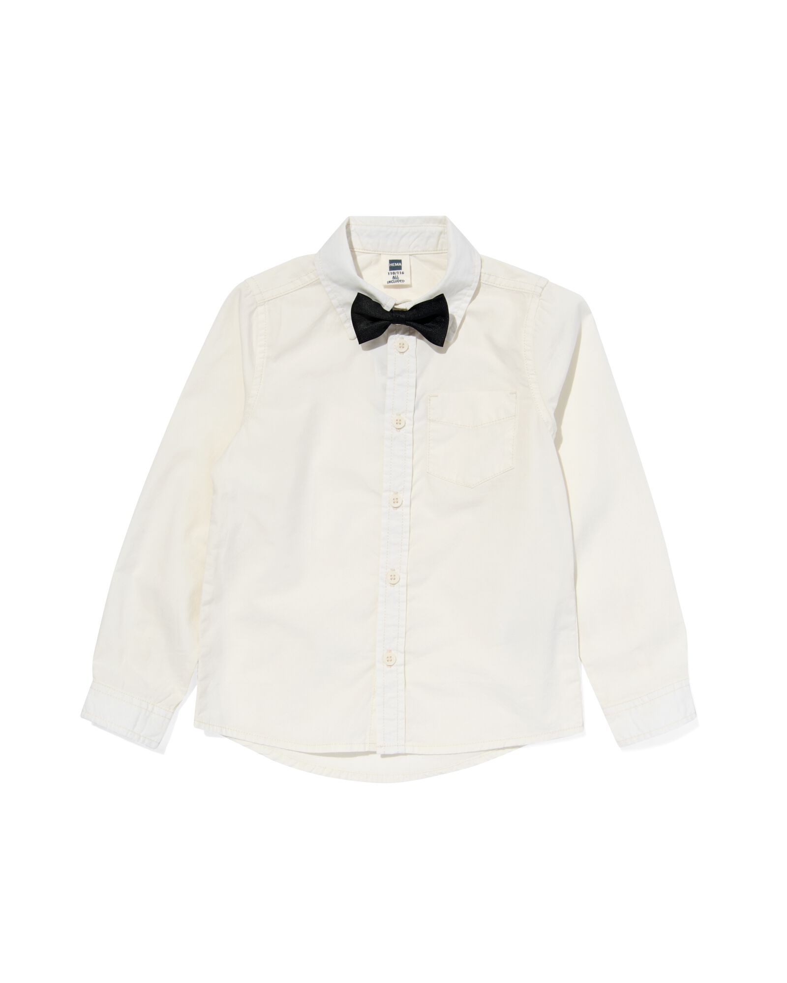 kinder overhemd met vlinderdas wit wit - 1000029580 - HEMA