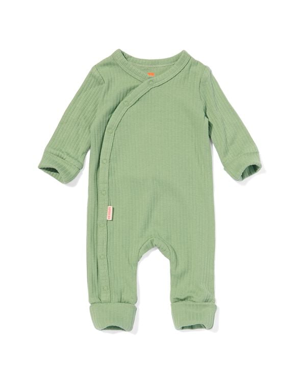 newborn meegroei jumpsuit rib met bamboe stretch groen groen - 33479410GREEN - HEMA