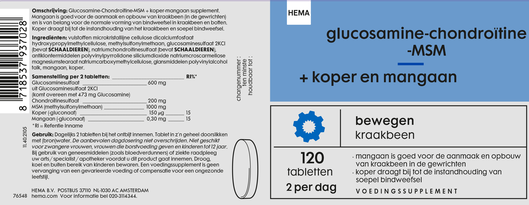 glucosamine-chondroïtine-MSM + koper en mangaan - 11402105 - HEMA
