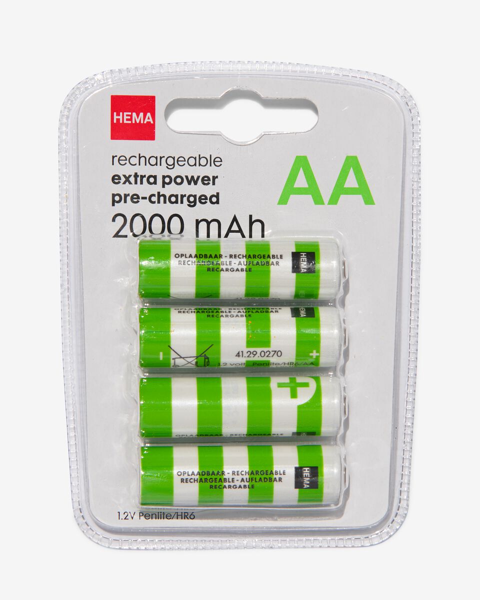 wrijving Drank Mevrouw oplaadbare AA batterijen 2000mAh - 4 stuks - HEMA
