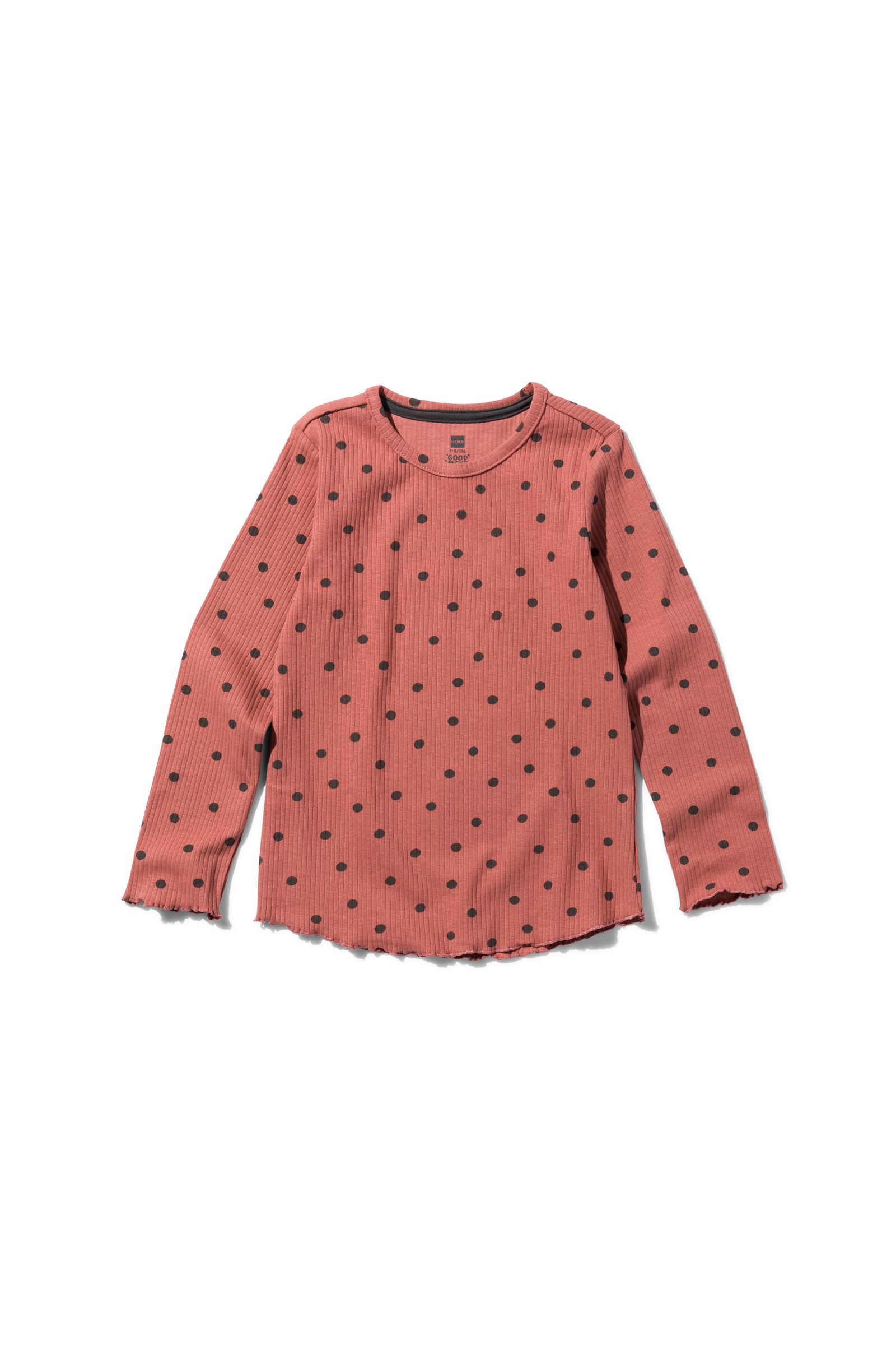 kinderpyjama rib met stippen bruin bruin - 1000028388 - HEMA