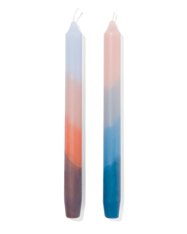 huishoudkaarsen dip-dye Ø2.3x25 blauw - 2 stuks - 13506052 - HEMA