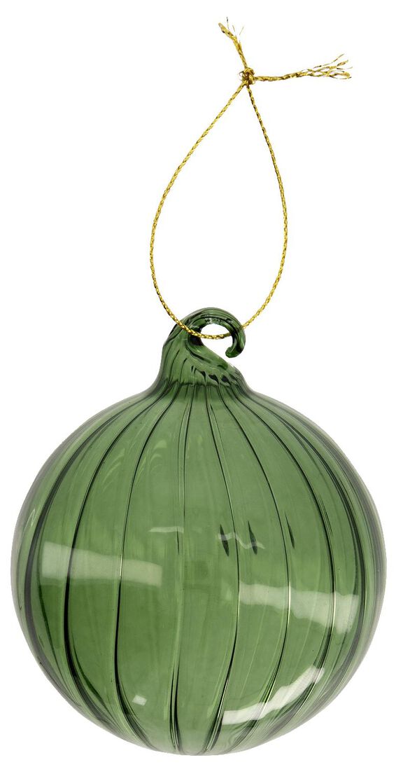 kerstbal glas geribbeld groen Ø7cm - 25130263 - HEMA