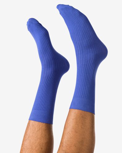 herensokken rib felblauw felblauw - 4150365BRIGHTBLUE - HEMA
