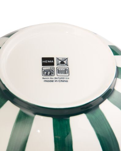 schaaltje Ø15cm Tafelgenoten new bone wit met groen - 9650049 - HEMA