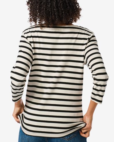 dames t-shirt Cara met boothals wit/zwart M - 36351282 - HEMA