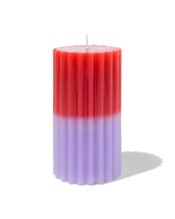 pilaarkaars met ribbels Ø7x13 lila/terra - 13506079 - HEMA