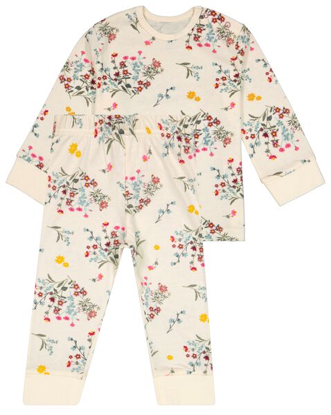 Warmte Koopje Superioriteit baby pyjama katoen bloemen wit - HEMA