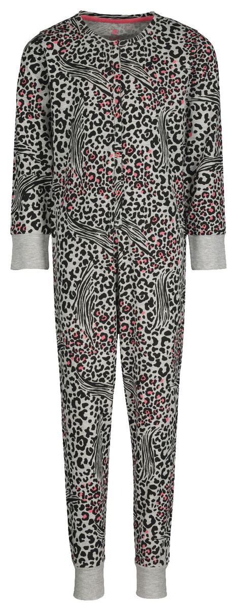 botsen Ga wandelen blad kinder jumpsuit pyjama dierenprint grijsmelange - HEMA