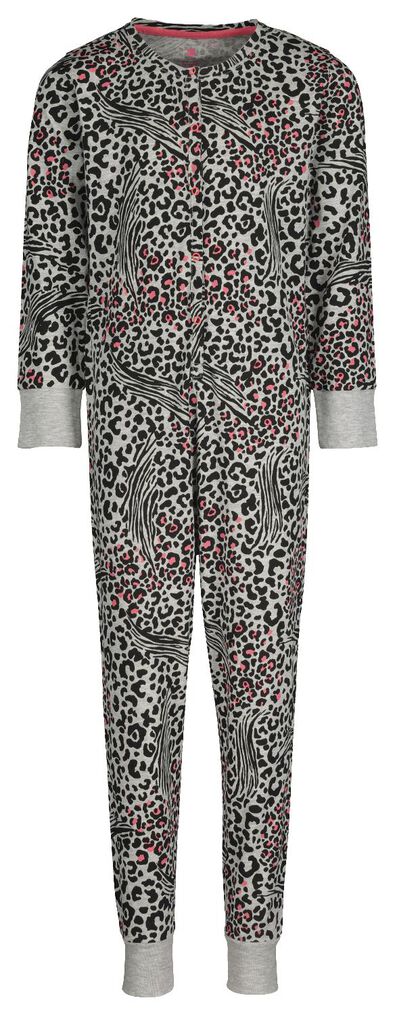 kinder jumpsuit pyjama dierenprint grijsmelange - 1000020702 - HEMA