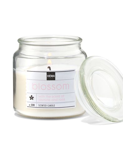 geurkaars in glazen pot Ø9.5 blossom - 13502485 - HEMA