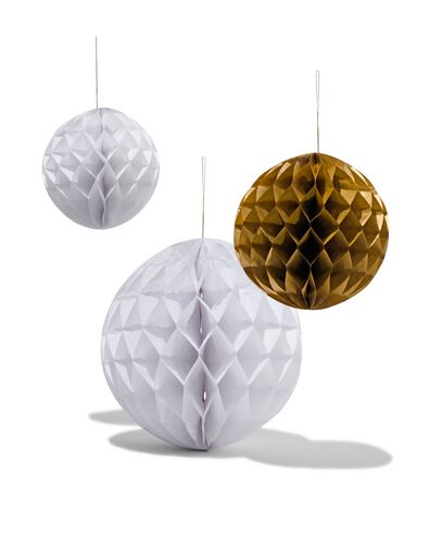 honeycombs bal wit goud - 3 stuks - 14230204 - HEMA honeycombs bal wit goud - 3 stuks - 14230204 - HEMA