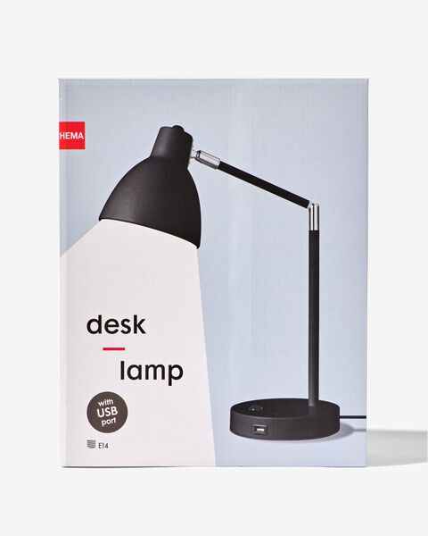 bureaulamp met USB poort zwart - 39600179 - HEMA
