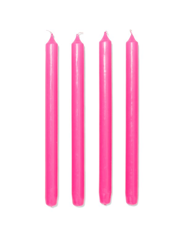 lange huishoudkaarsen Ø2.2x29 fluor roze - 12 stuks - 13502905 - HEMA
