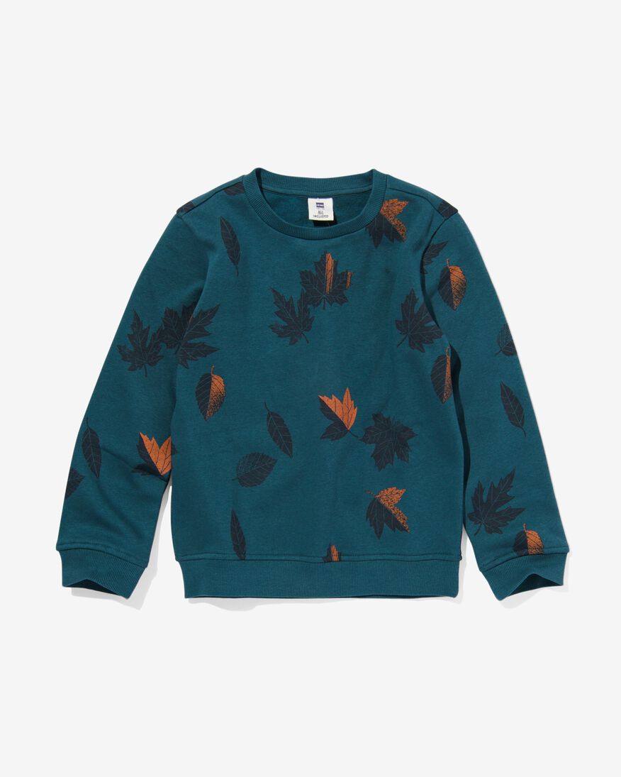 kinder sweater met bladeren blauw blauw - 30771939BLUE - HEMA