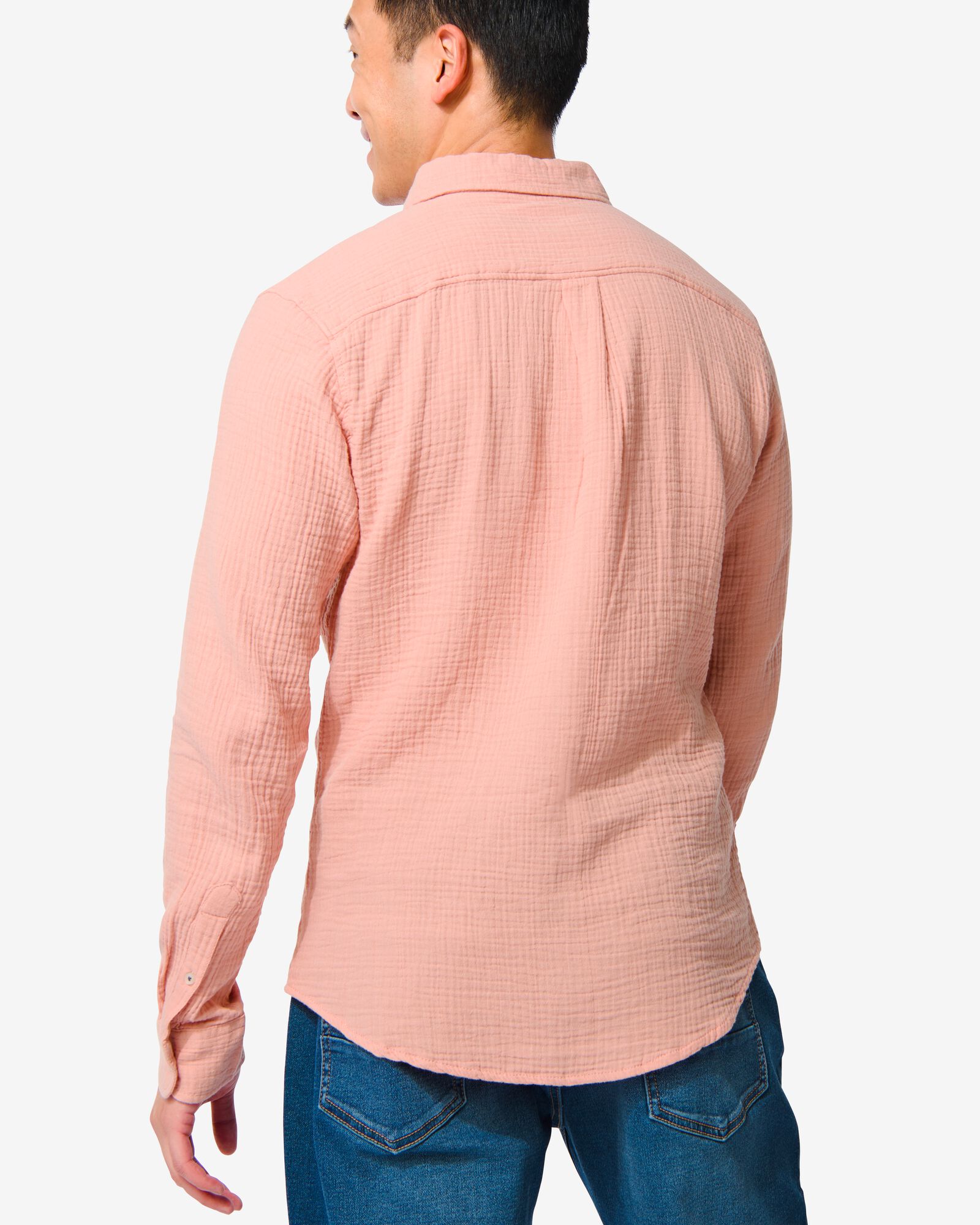 heren overhemd mousseline  roze XL - 2108323 - HEMA
