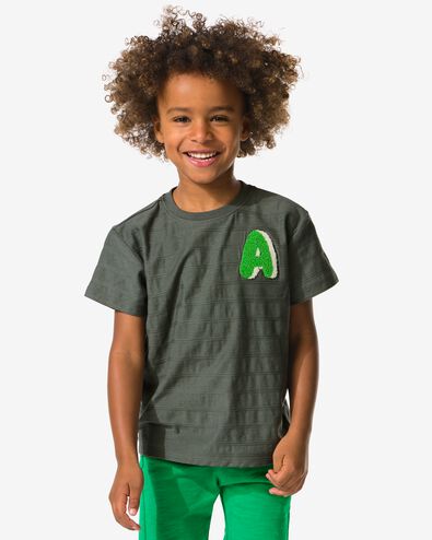 kinder T-shirt strepen donkergroen donkergroen - 30786225DARKGREEN - HEMA