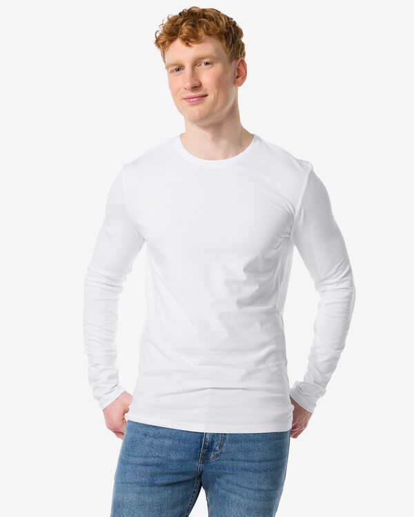 heren t-shirt slim fit wit wit - 1000009581 - HEMA