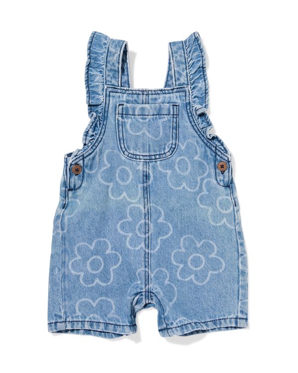 babytuinbroek denim bloemen denim denim - 33008370DENIM - HEMA