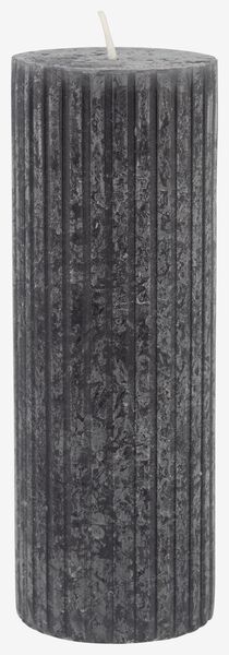 rustieke kaars met reliëf - 7x19 - zwart - 13502611 - HEMA