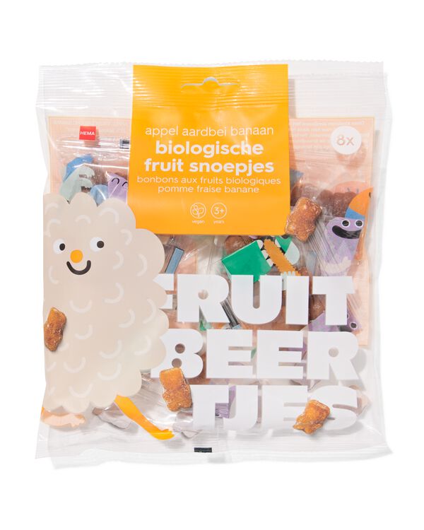 bio fruit snoepjes appel-aardbei-banaan uitdeelzak - 8 stuks - 10250035 - HEMA