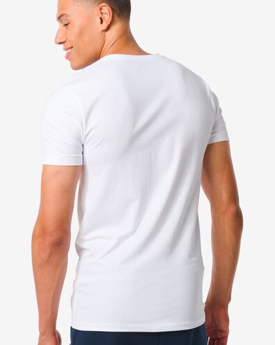 heren t-shirt slim fit v-hals wit XL - 34276826 - HEMA