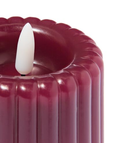 LED kaars 7.5x15cm rib donkerrood - 13550095 - HEMA