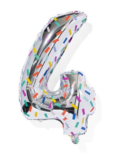 folieballon cijfer 4 confetti XL - 14250031 - HEMA