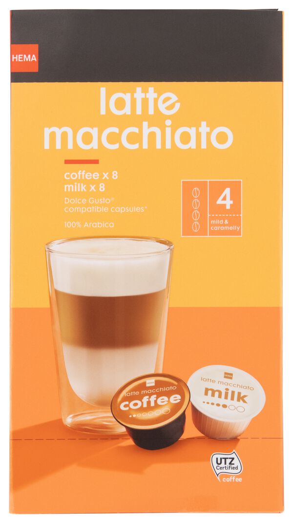 koffiecups latte macchiato - 8 stuks - 17100131 - HEMA