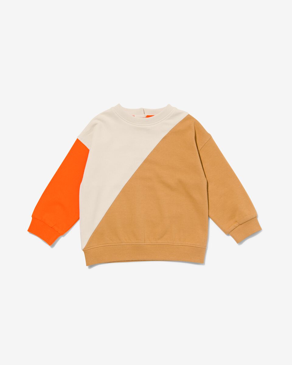 baby sweater kleurblokken beige - 1000029740 - HEMA