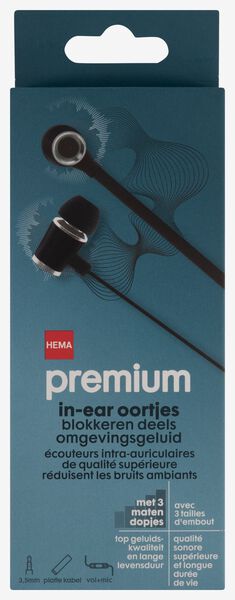 oortelefoon in-ear premium zwart - 39620022 - HEMA