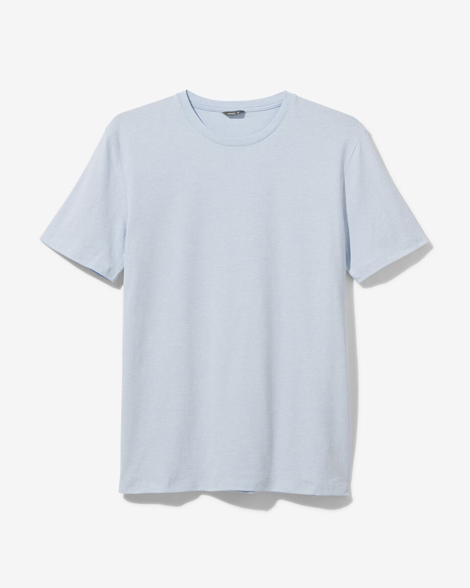 heren t-shirt regular fit o-hals blauw L - 2104062 - HEMA