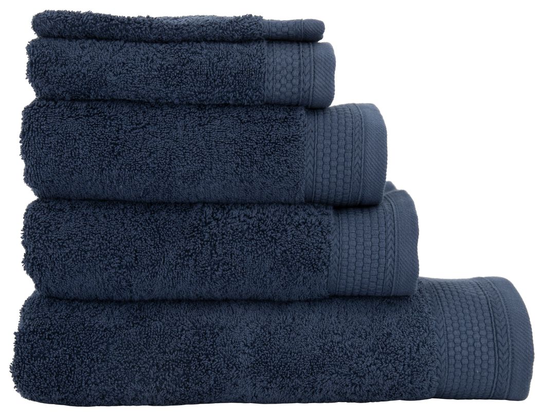 Kalmte zoet tapijt handdoeken - hotel extra zwaar donkerblauw - HEMA