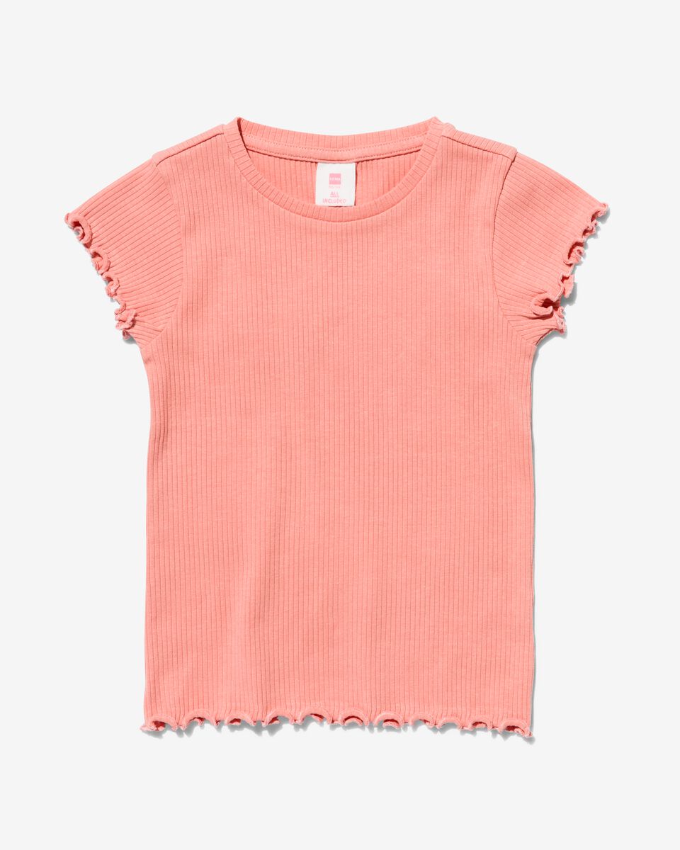 kinder t-shirt met ribbels roze 98/104 - 30874158 - HEMA