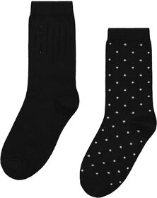 dames sokken met katoen - 2 paar zwart zwart - 1000028906 - HEMA