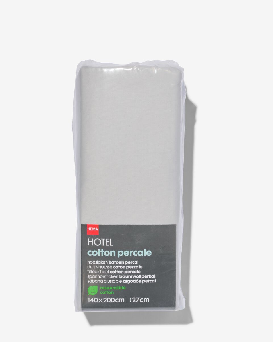 hoeslaken - hotel katoen percal - 140 x 200 cm - lichtgrijs - 5140038 - HEMA